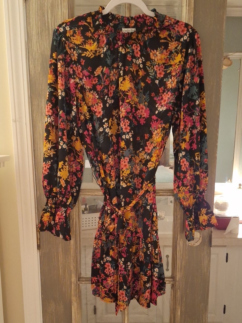Ophelia & Co. Black Dress with Pink & Yellow Floral Print